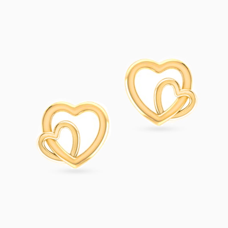 Miss L' by L'azurde Heart Stud Earrings in 14K Gold - Image 3